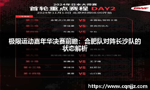 极限运动嘉年华决赛前瞻：合肥队对阵长沙队的状态解析